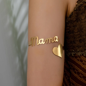 Bracelet De Bras Ajustable Mama Cœur Ouvert Bijoux En Alliage Plaqué Pour Femmes Cadeau Fête Des Mères