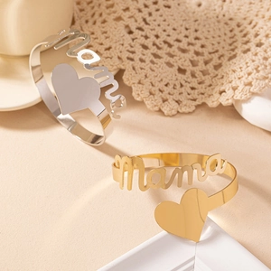 Bracelets de bras Mama avec cœur or et argent pour cadeau de la fête des mères
