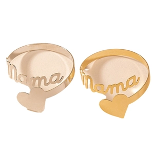 Bracelets de bras MAMA cœur dorés et argentés polis cadeau fête des mères