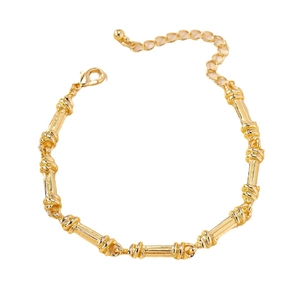 Bracelet à maillons en bambou plaqué or minimaliste avec fermoir mousqueton réglable