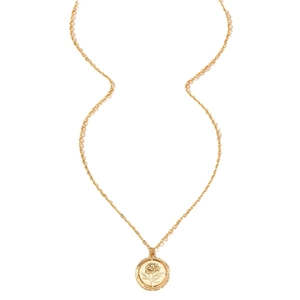 Elegant gold rose hollow coin pendant necklace with a minimalist vintage chain for women