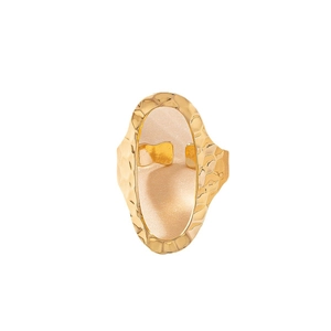 Hammered oval gold ring with hollowed texture in a minimalist open adjustable design
