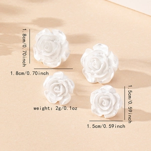 Elegant white 3D rose earrings in two sizes with detailed petals for daily style