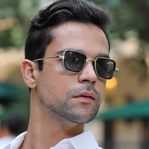 Retro Steampunk Square Metal Frame Sunglasses For Men UV400 Protection Fashion Hip Hop Vintage Outdoor Eyewear