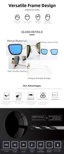 Detail of lightweight steampunk square sunglasses with UV400 lenses and metal frame