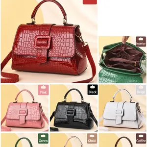 Contrast lizard pattern large shoulder bag with detachable strap and top handle