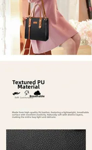 Close-up of litchi grain PU leather texture and contrast stitching on a large tote bag