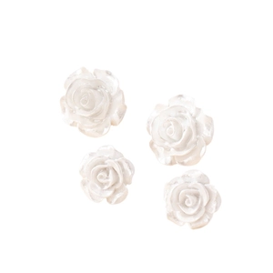 Elegant 4-piece white rose flower earrings with pearl luster finish for women