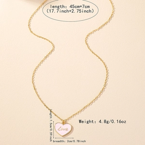 Collana con ciondolo a cuore Love rosa in oro con catena regolabile 45cm+7cm