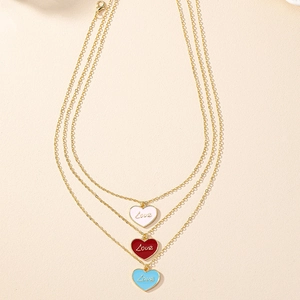 Collana Con Pendente A Cuore Lega Di Zinco Smalto Iscrizione Lettera Amore Gioielli Minimalisti Per Donne Accessorio Di Moda