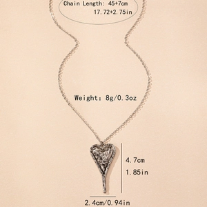 Collana con pendente a cuore vintage argento con texture martellata e catena da 45cm