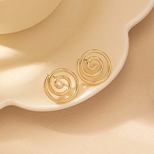 Orecchini A Lobo Con Spirale Geometrica Metallo Placcato Oro Forma A Serpentina Gioielli Minimalisti Per Donne