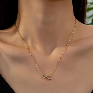Infinity Pendant Necklace Alloy Rhinestone Inlaid Elegant Fashionable Jewelry For Women Daily Wear Commuting