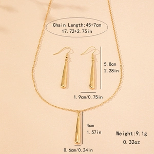 Elegantes goldfarbenes Tropfen-Halsketten- und Ohrring-Set mit polierten Anhängern
