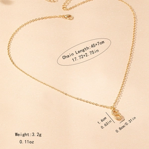 Detail of gold bamboo letter S pendant necklace with 45+7cm chain and 3.2g weight
