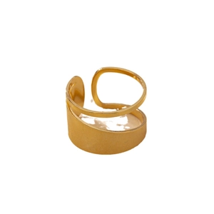 Minimalist double layer irregular open ring in polished gold finish for women