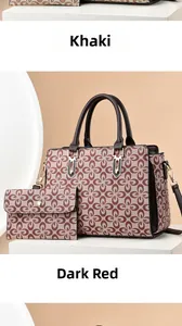 Détail du sac à main bordeaux et portefeuille assorti avec motif floral gaufré