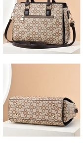 Détails du sac à main vintage montrant les pieds de protection en métal et la bandoulière réglable