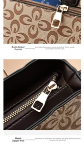Détails de la poche zippée antivol et des ferrures en métal doré poli sur le sac à fleurs
