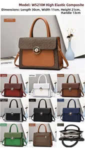 Detailed size chart for multi-color tote bag with dimensions 30x11x21cm and metal lock