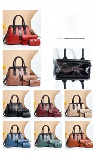 Three-piece women's handbag set in high-quality PU leather with diverse color options
