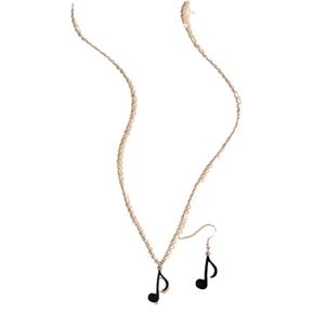 Parure de bijoux élégante collier et boucles d'oreilles note de musique pour femme