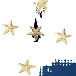 Parure de bijoux étoile de mer dorée avec boucles d'oreilles et bague à texture naturelle