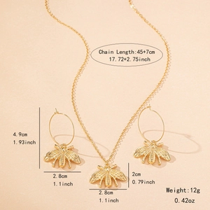 Parure de bijoux abeille dorée avec collier et boucles d'oreilles créoles assorties