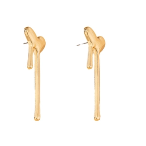 Chic gold-plated liquid heart earrings with a melting drop design for women
