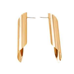 Boucles d'oreilles barres incurvées dorées avec finition polie miroir pour femme