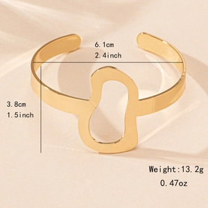Elegant gold irregular cutout open bangle with minimalist geometric design for women