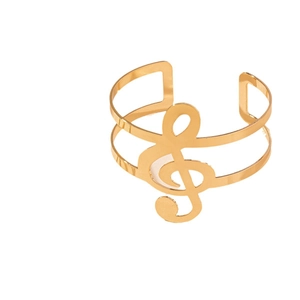 Elegant gold music note open cuff bracelet with treble clef design for women and musicians