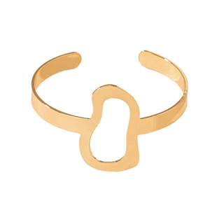 Elegant gold irregular open cuff bracelet with hollow design and glossy mirror finish