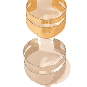 Minimalist hammered open cuff bracelets in gold and silver finish for women