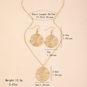 Elegantes Set aus goldener Spiralkette und Ohrringen mit Wirbelstruktur und Maßen
