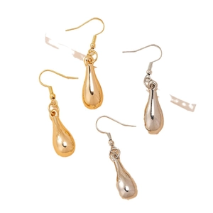 Elegant gold and silver teardrop earrings with a smooth polished metallic mirror finish