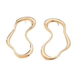 Eleganti orecchini a cuore dorati con design geometrico a filo minimalista