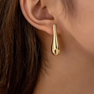Tear Drop Stud Earrings Gold Plated Mirror Polished CCB Minimalist Fashion Jewelry Elegant For Women