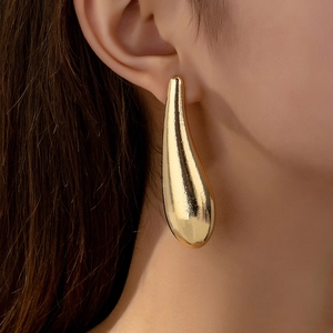 Teardrop Stud Earrings Alloy Minimalist Textured Metal Drop Jewelry For Women Daily Fashion Elegant Accessory