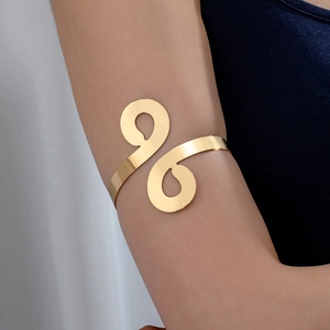 Geometrische Unendlichkeit Armreif Verstellbar Offen Oberarmband Minimalistisch Hohl Spirale Legierung Schmuck Damen