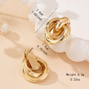 Modern gold hollow intertwined circle stud earrings for a stylish and elegant daily look