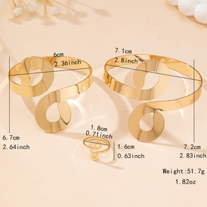 Ensemble bracelet de bras et bague infini doré au design minimaliste abstrait