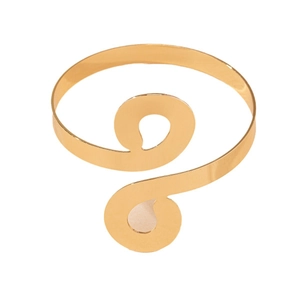 Polierter goldener Armreif mit geometrischem Unendlichkeits-Design und Spiralform