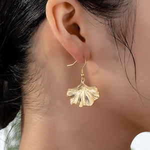 Elegant Ginkgo Leaf Dangle Earrings Alloy Golden Nature Inspired Fashion Jewelry Accessories For Women