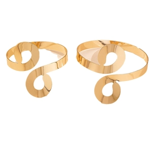 Bracelets de bras infini dorés avec finition polie et design épuré en forme de vagues