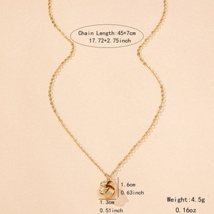 Elegante Halskette mit gedrehtem Goldknoten-Anhänger, verstellbar 45+7cm, täglich Schmuck