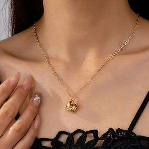 Vintage Knoten Gedrehtes Seil Anhänger Halskette Legierung Metall Mit Strass Eleganter Modeschmuck Für Frauen