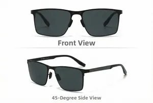 Detailansichten der quadratischen Nylon-Polarisationssonnenbrille mit Bügelspezifikationen