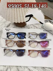 Detailed grid of cat-eye photochromic glasses frames with metal hinge specifications