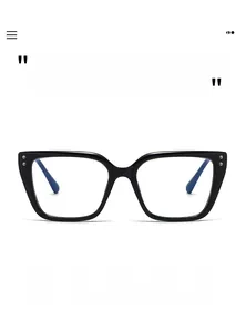 Detail showing color-changing lenses and black cat-eye frame with functional icons